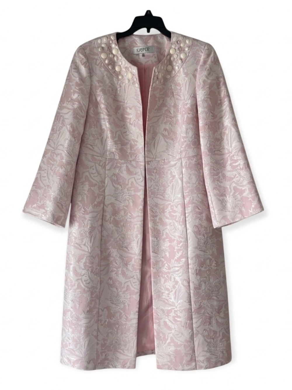 Kasper Women's Evening Coat Blazer Brocade Floral Pattern
Size 14 Beaded Neck - Picture 2 of 12